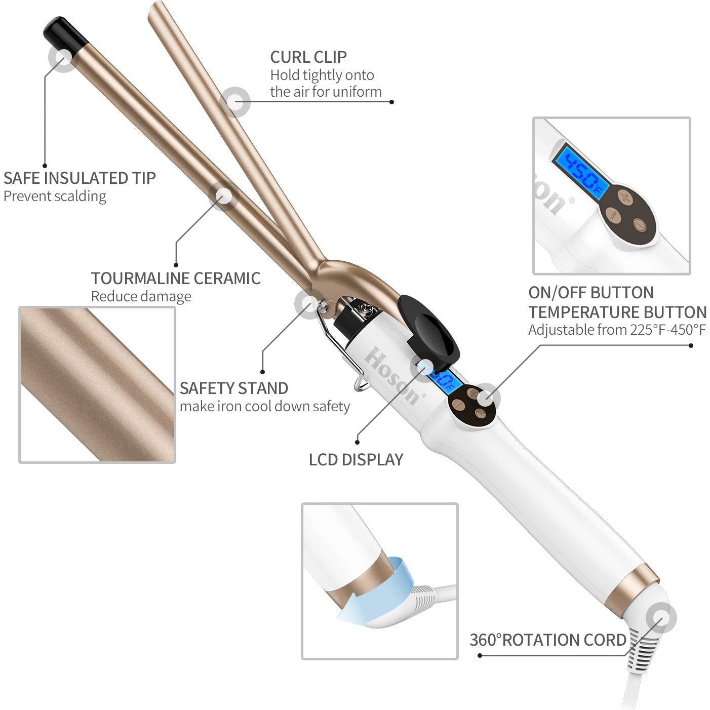 Plancha de Rizar Profesional Hoson 1/2" Cerámica Turmalina