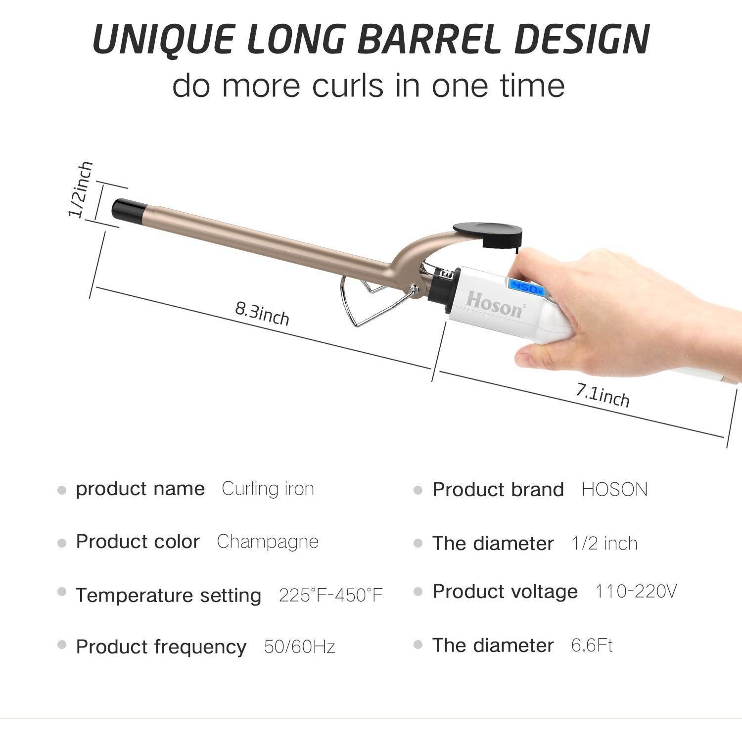 Plancha de Rizar Profesional Hoson 1/2" Cerámica Turmalina