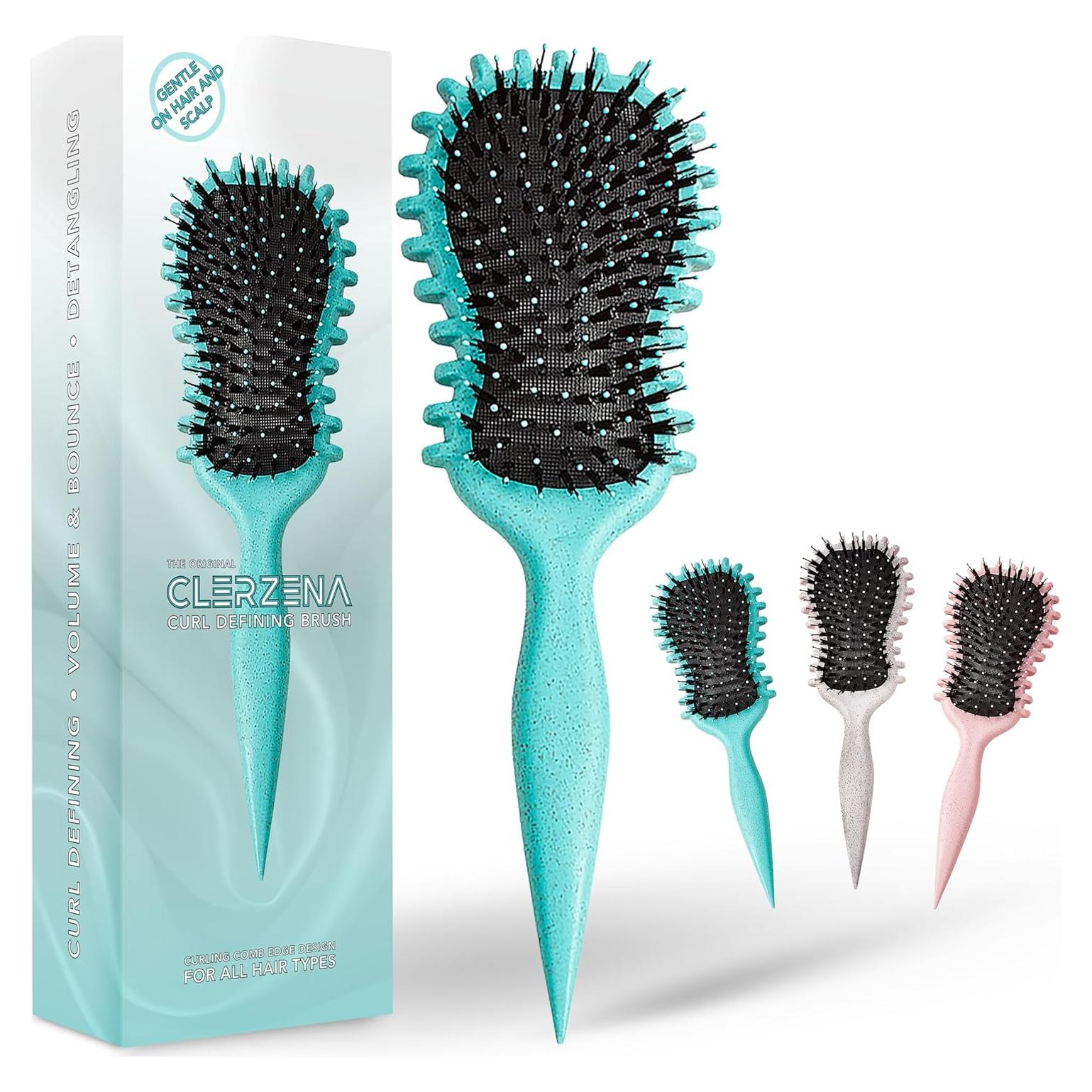 Cepillo Definidor de Rizos Clerzena Verde - Ergonomico y Antideslizante