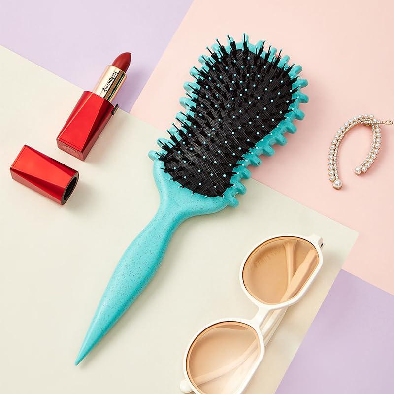 Cepillo Definidor de Rizos Clerzena Verde - Ergonomico y Antideslizante