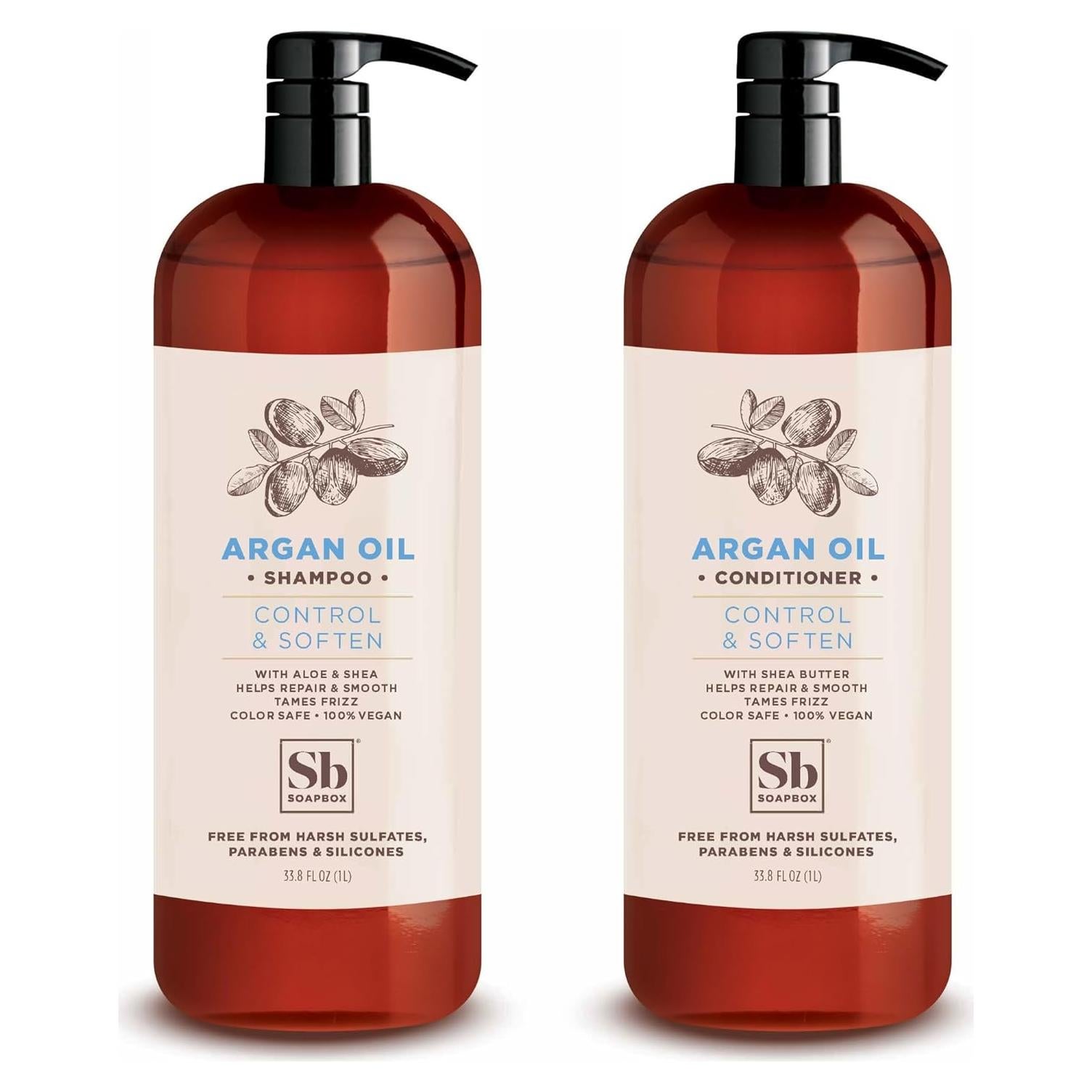 Juego de Champú y Acondicionador Soapbox Argan 1L Vegano