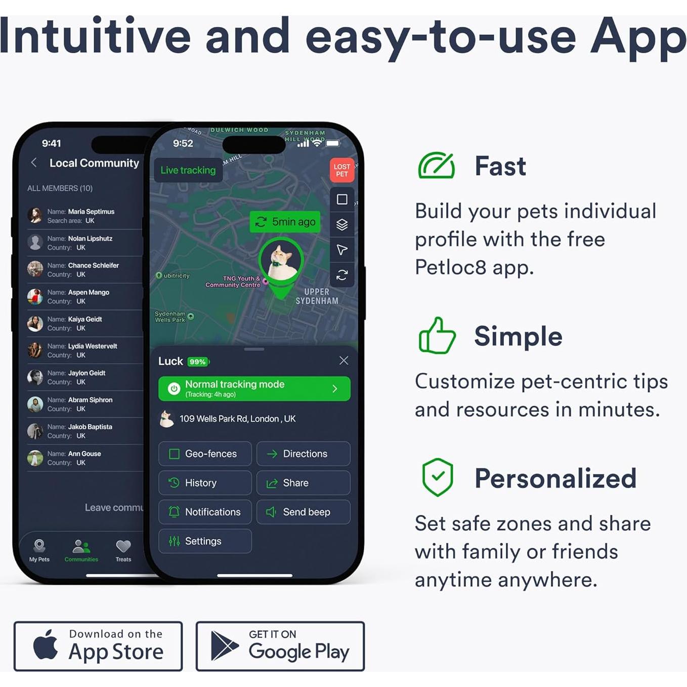 Rastreador GPS para Gatos Petloc8 - Impermeable, 4G, Ligero