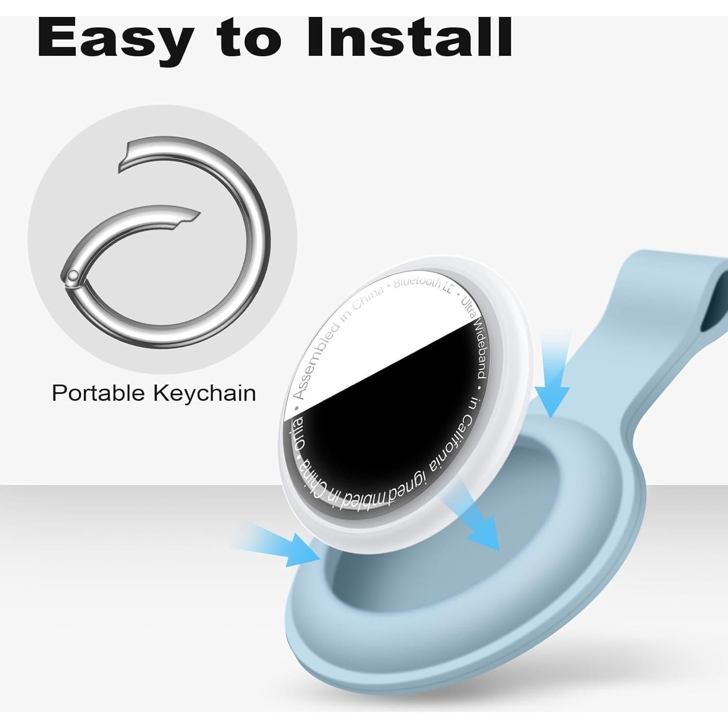 Soporte para AirTag Linsaner 2 Pack Silicona Rosa/Azul Gris