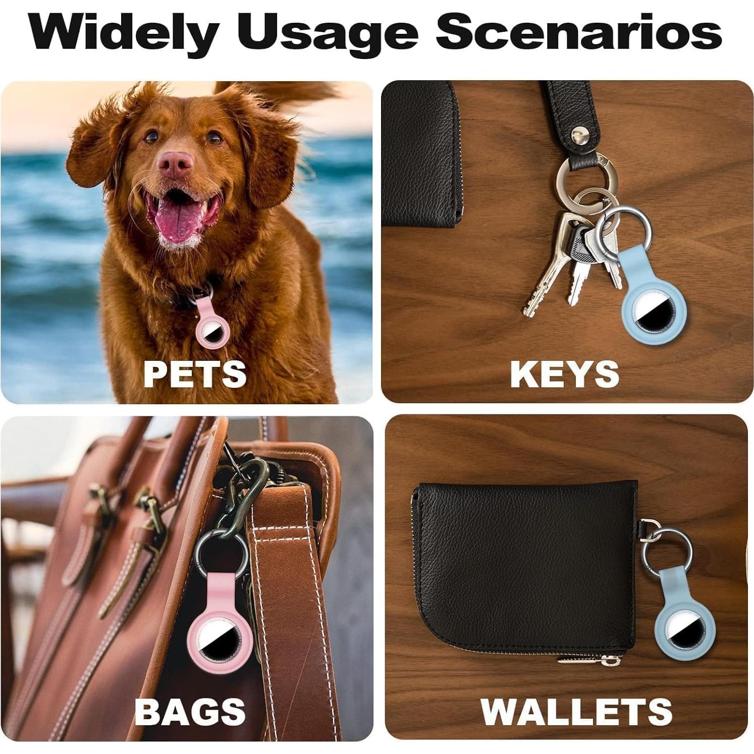 Soporte para AirTag Linsaner 2 Pack Silicona Rosa/Azul Gris