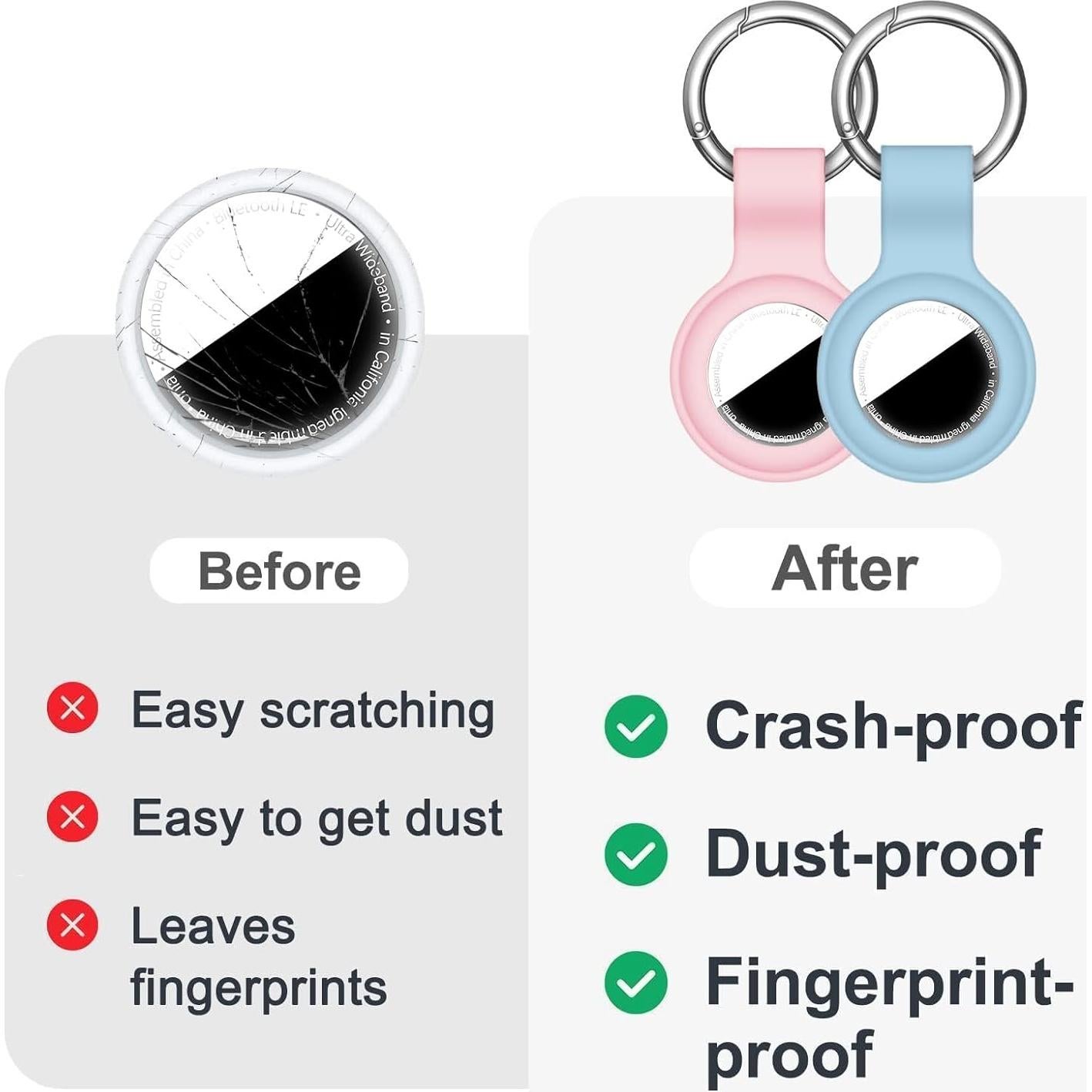 Soporte para AirTag Linsaner 2 Pack Silicona Rosa/Azul Gris