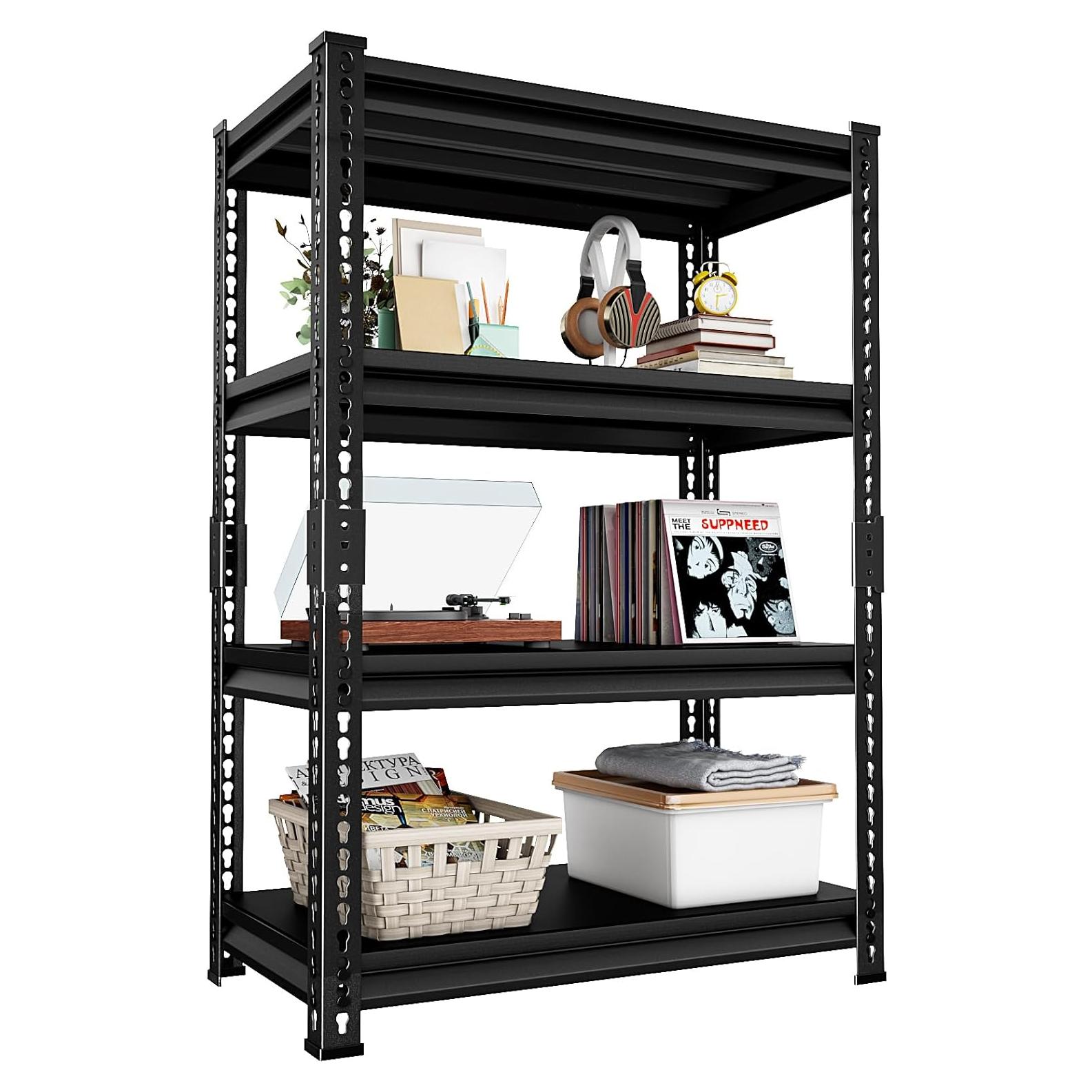 Estantería de Metal SUPPNEED 4 Niveles 544 kg Ajustable Negra