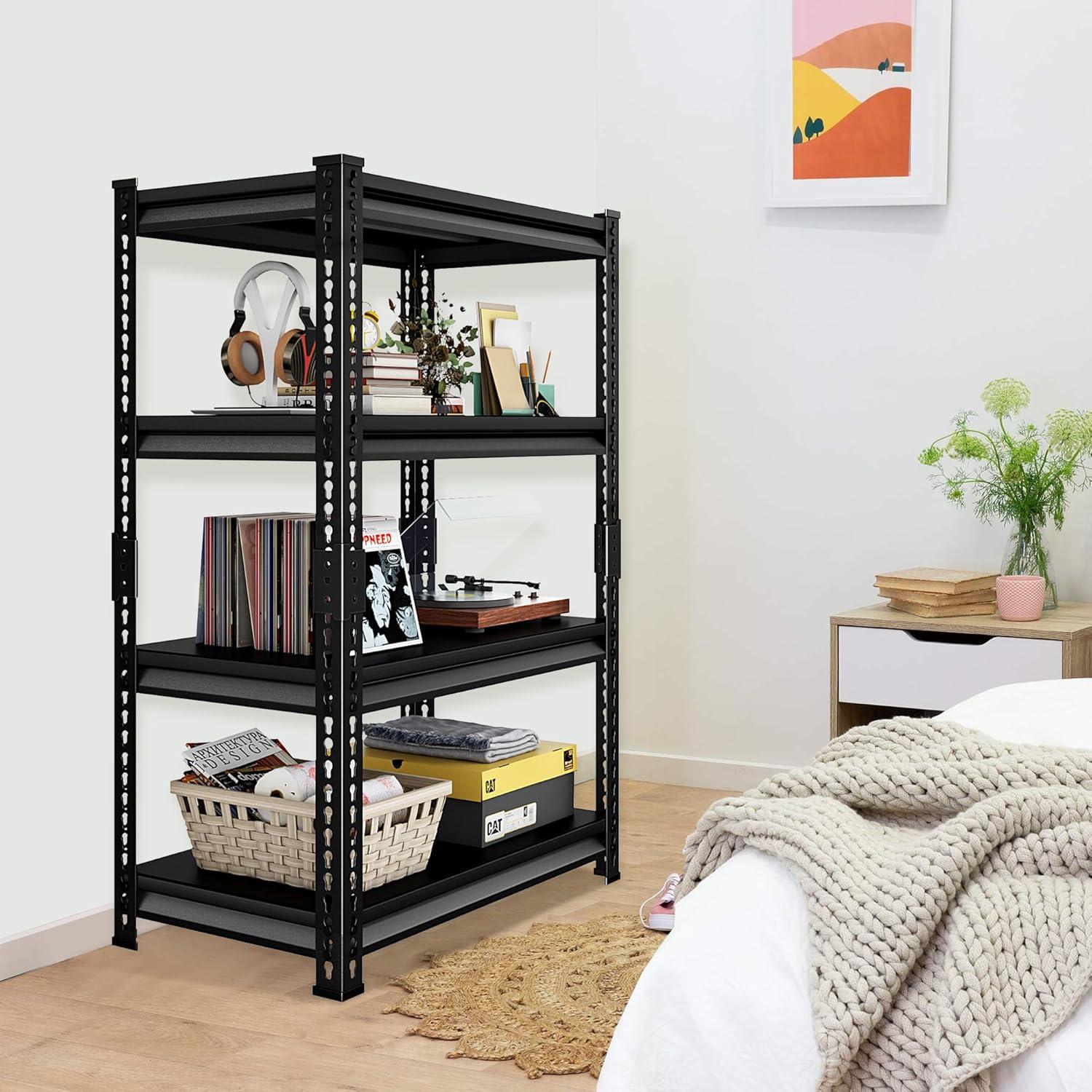 Estantería de Metal SUPPNEED 4 Niveles 544 kg Ajustable Negra