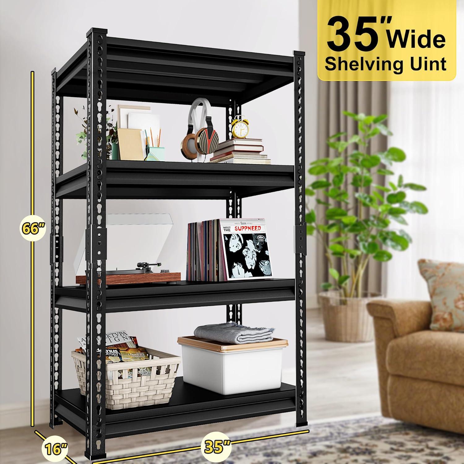 Estantería de Metal SUPPNEED 4 Niveles 544 kg Ajustable Negra