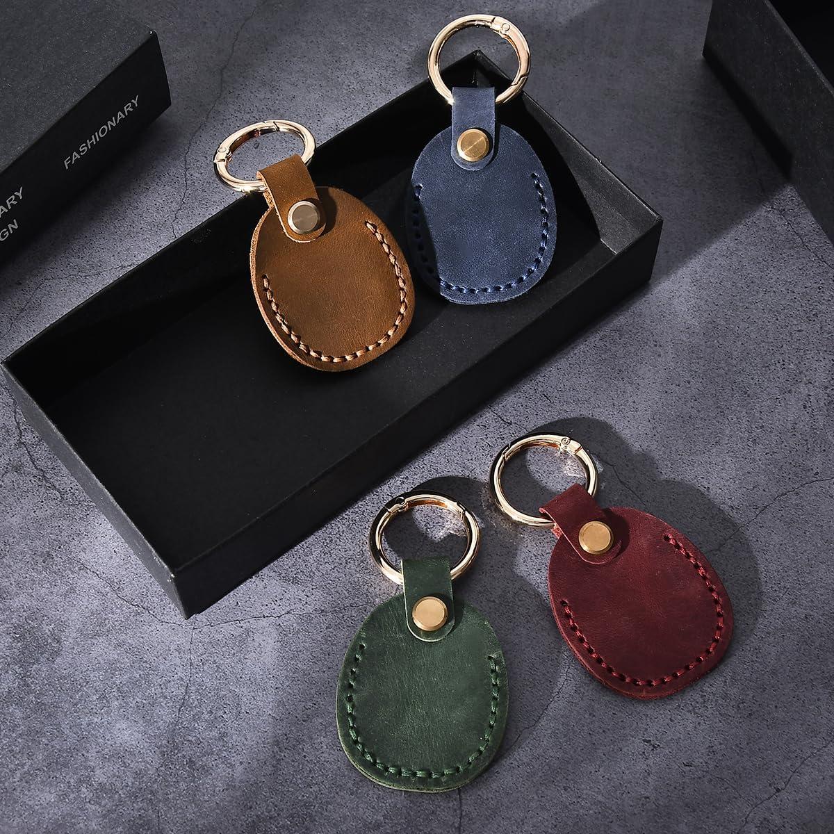 Soporte de cuero genuino LZHRISING para Apple AirTag - Corazón Marrón