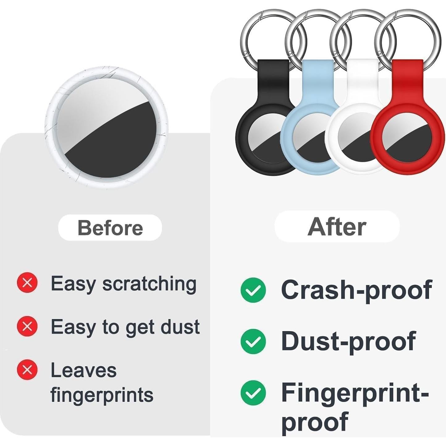 Funda de Silicona para AirTag Linsaner 4 Pack Antipérdida