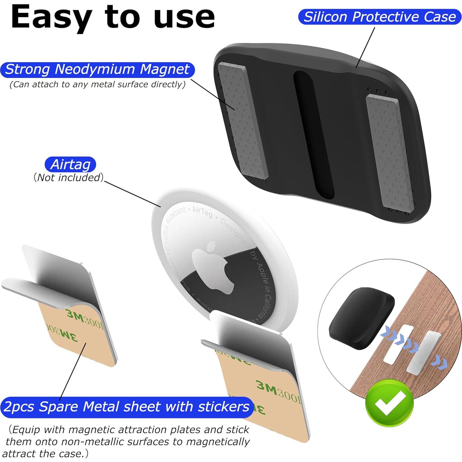 Funda Magnética para AirTag Sifemp - 2 Pack Silicona Negra