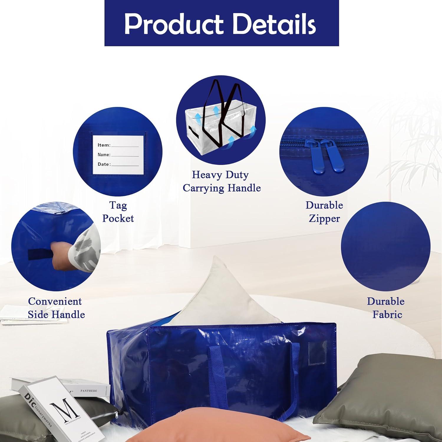 Paquete de 6 Bolsas de Mudanza JCBZAMZ 74x36x32cm Impermeables