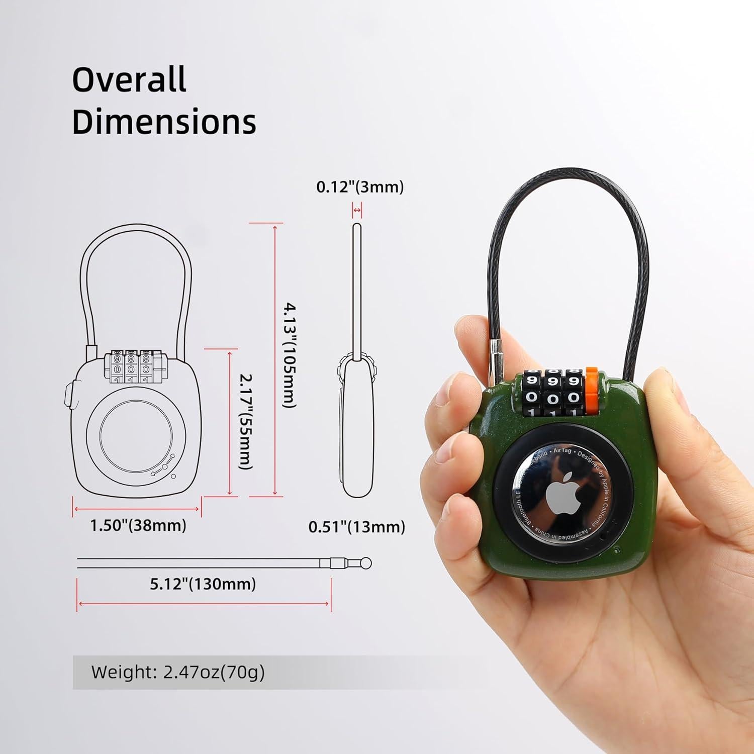 Soporte Antirrobo para AirTag UP Security con Candado Combinado