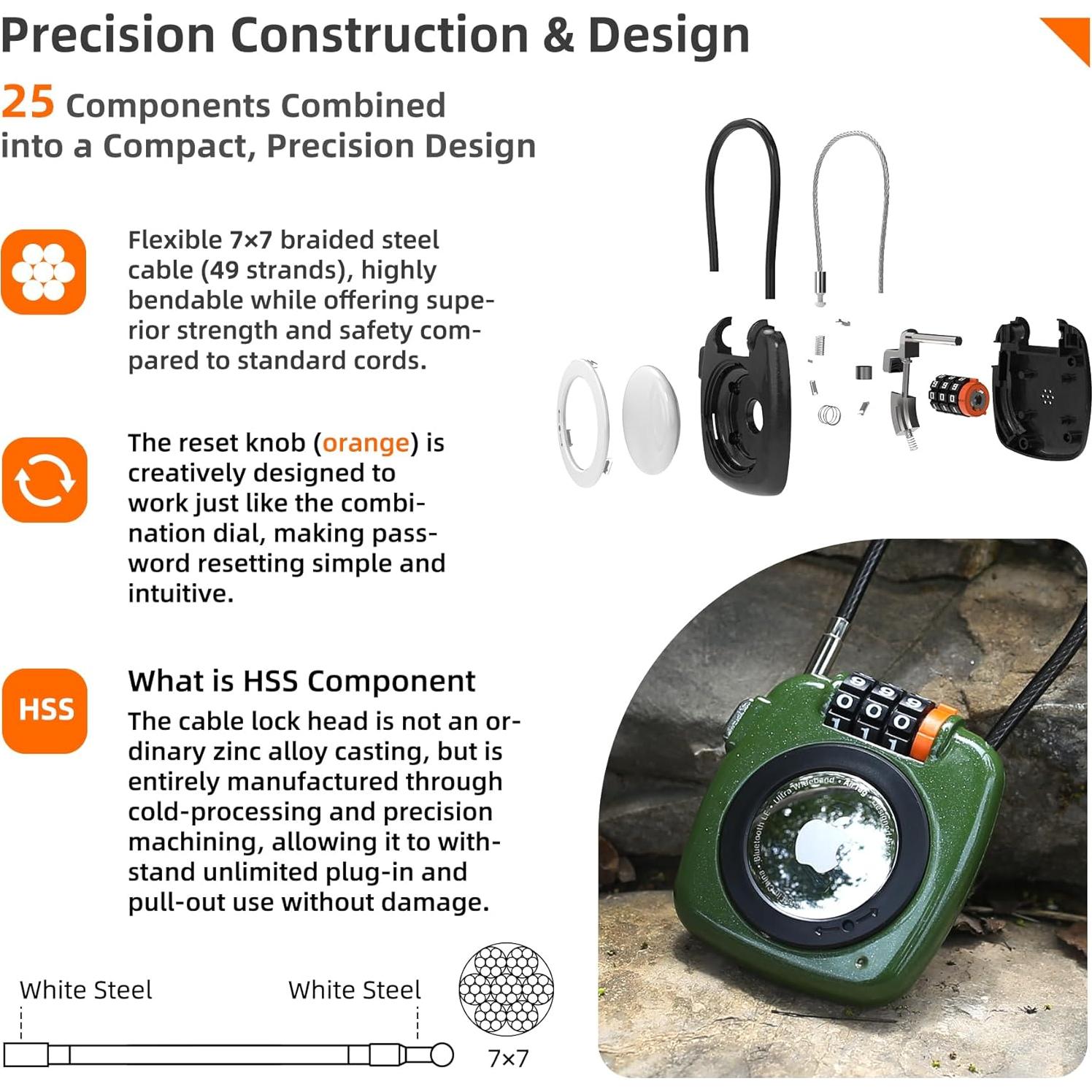 Soporte Antirrobo para AirTag UP Security con Candado Combinado