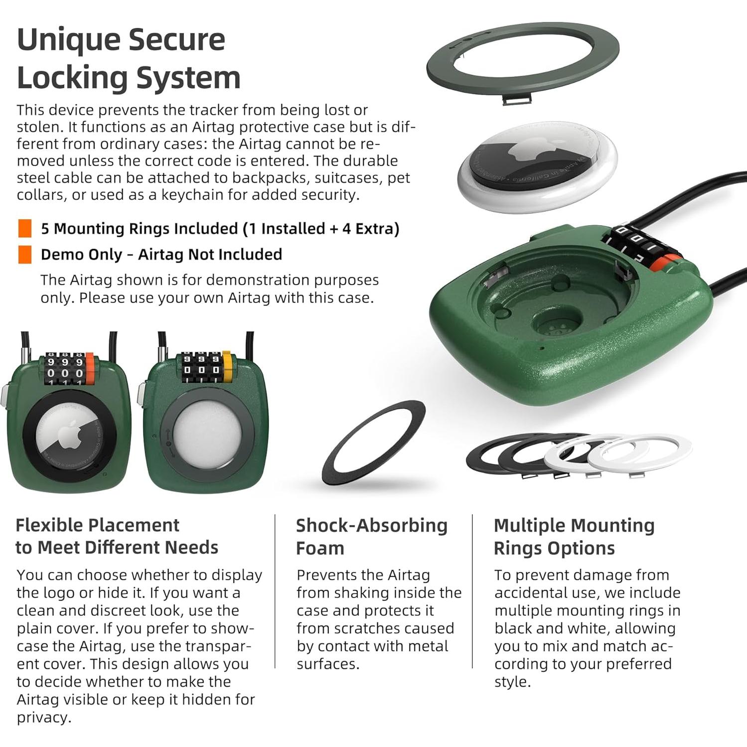 Soporte Antirrobo para AirTag UP Security con Candado Combinado