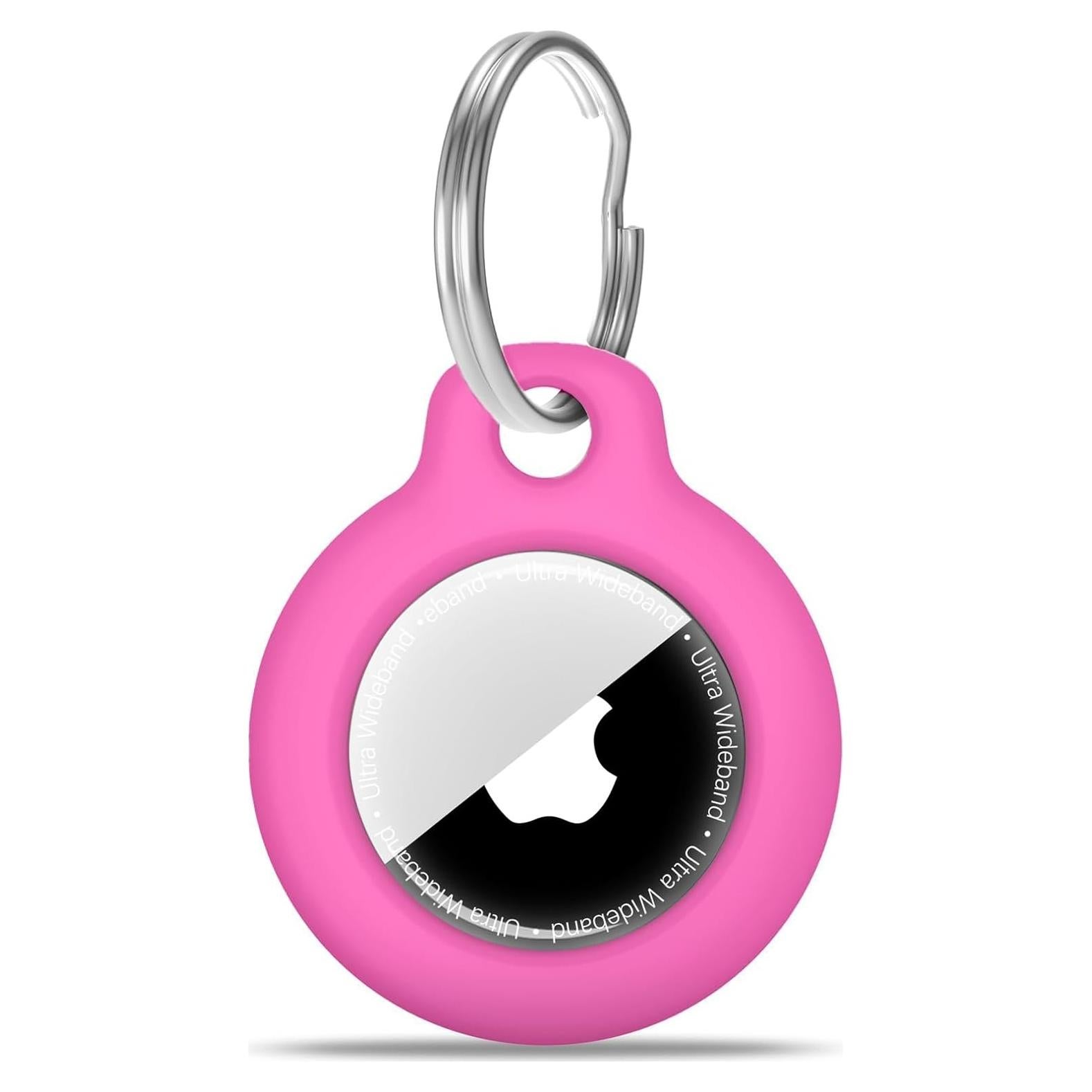 for AirTag Holder with Key Ring - Durable，Scratch-Resistant Case，Hard PC Half Package Protective，PC for Airtag Keychain with Apple for Airtag for Pets，Keys,Bags，Children，Luggage & More(Pink)