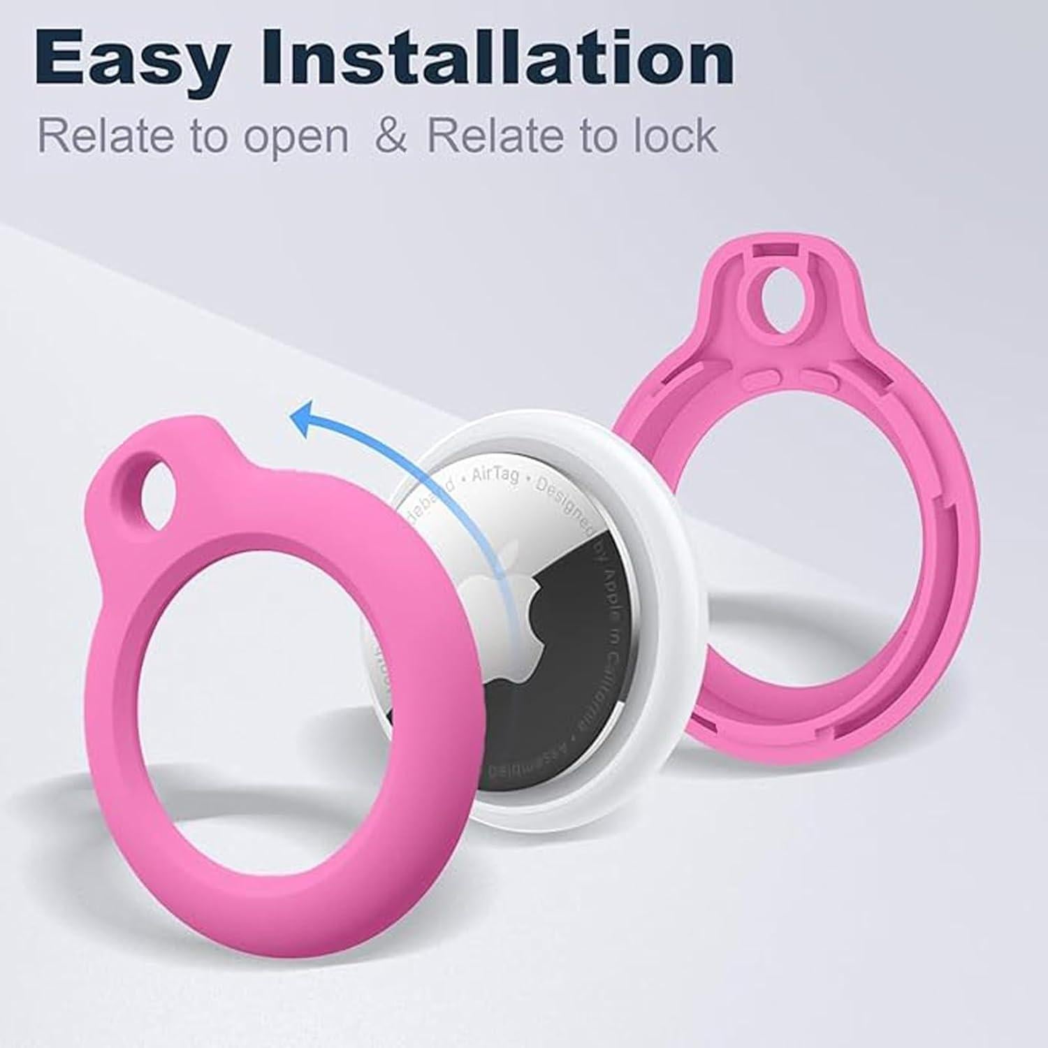 for AirTag Holder with Key Ring - Durable，Scratch-Resistant Case，Hard PC Half Package Protective，PC for Airtag Keychain with Apple for Airtag for Pets，Keys,Bags，Children，Luggage & More(Pink)