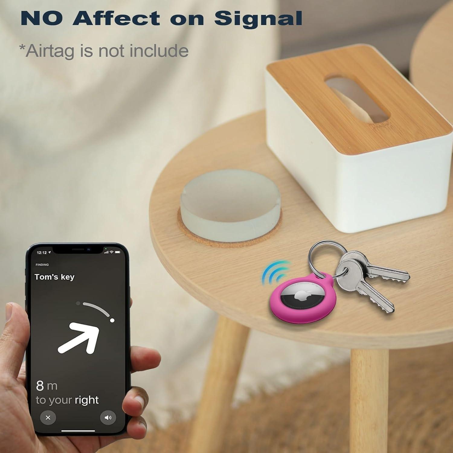 for AirTag Holder with Key Ring - Durable，Scratch-Resistant Case，Hard PC Half Package Protective，PC for Airtag Keychain with Apple for Airtag for Pets，Keys,Bags，Children，Luggage & More(Pink)