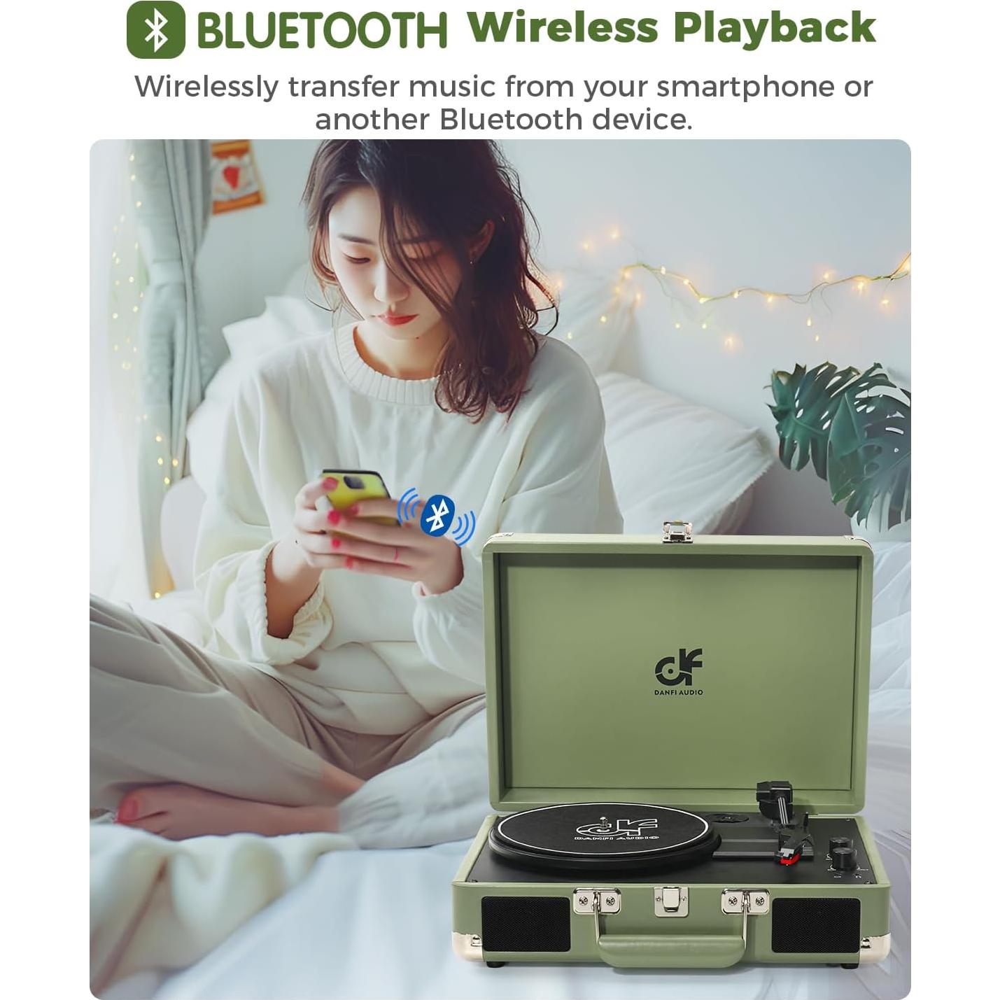 Reproductor de Vinilo DANFI AUDIO TE-001DGR Portátil Verde