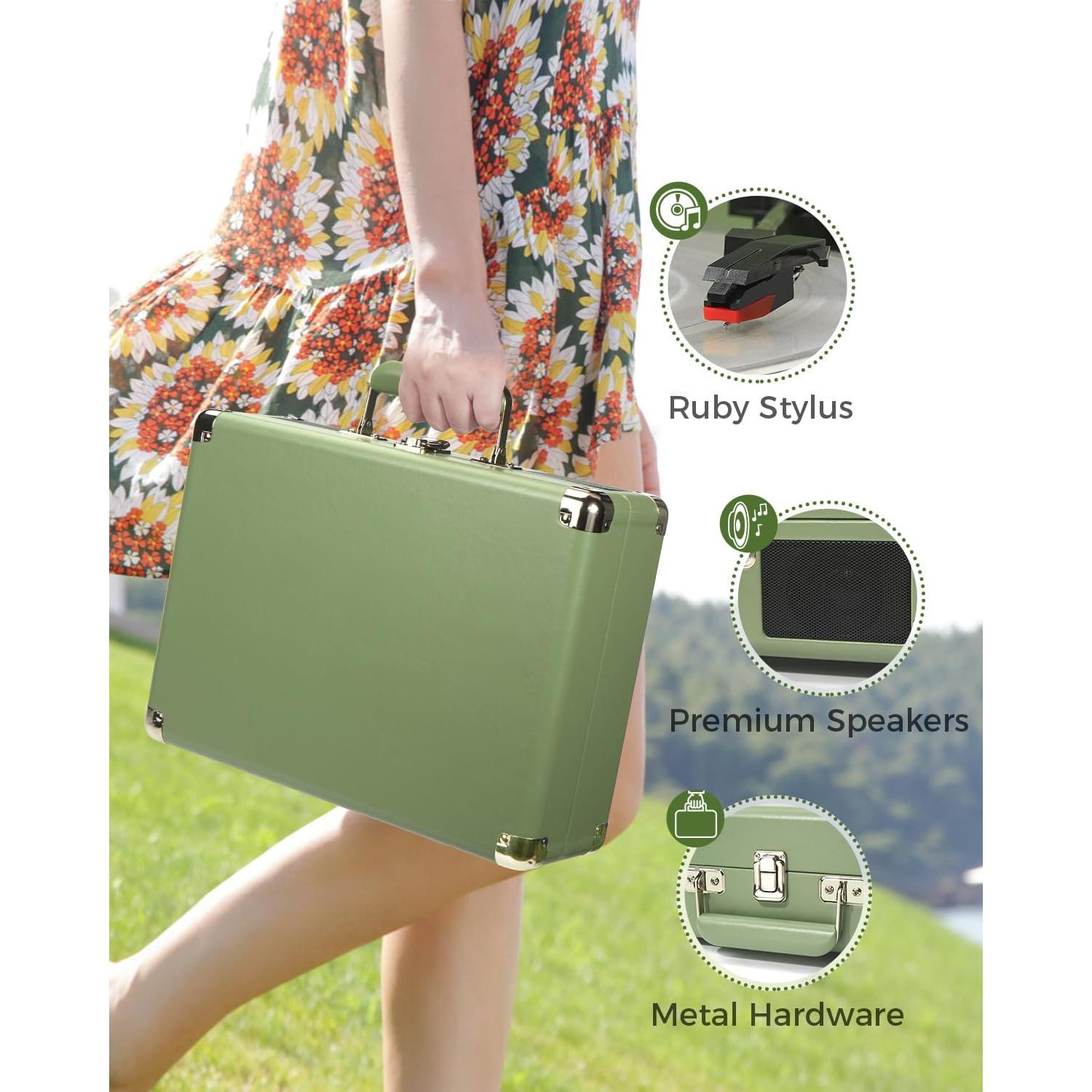 Reproductor de Vinilo DANFI AUDIO TE-001DGR Portátil Verde