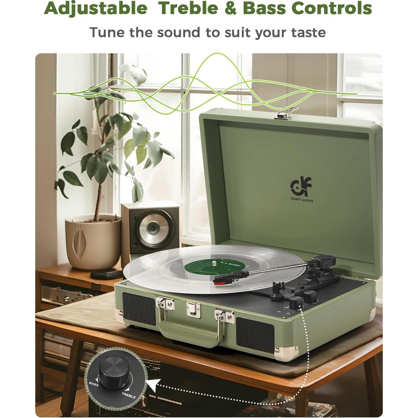 Reproductor de Vinilo DANFI AUDIO TE-001DGR Portátil Verde