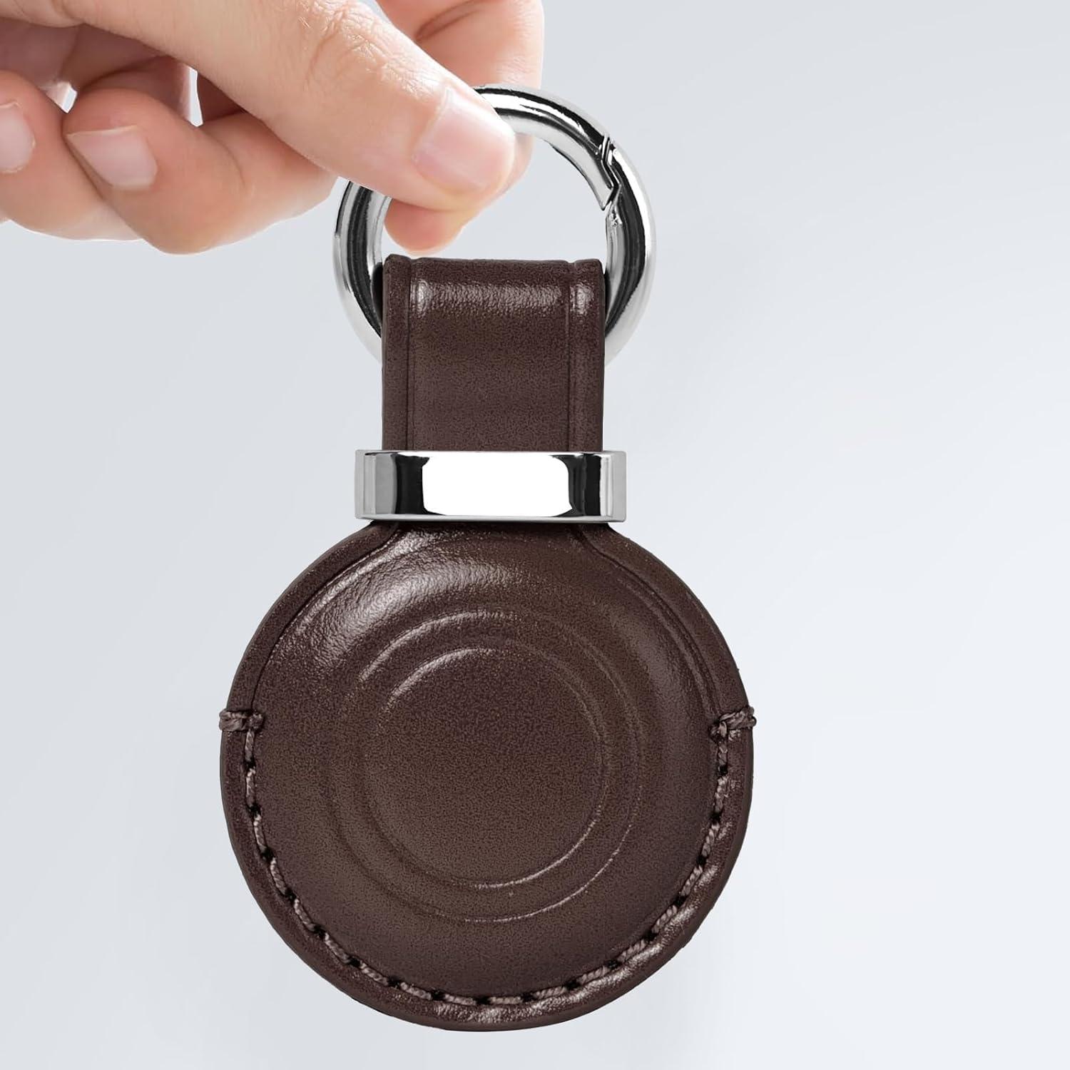 Funda de Cuero Genuino MOLOVA para AirTag - 4 Pack, Negro y Marrón