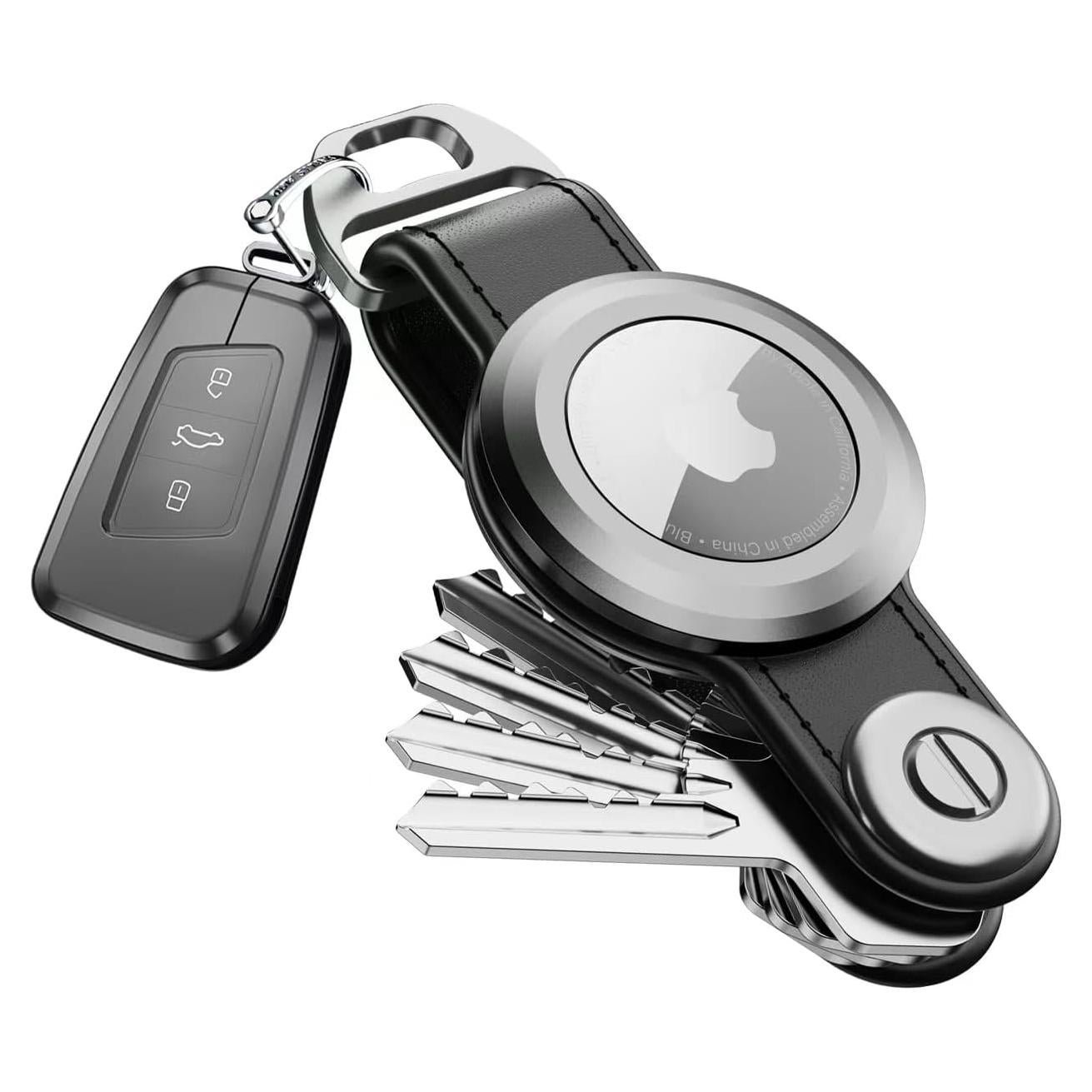 Soporte Compacto para Llaves Loovike - Organizador de Cuero para Airtag