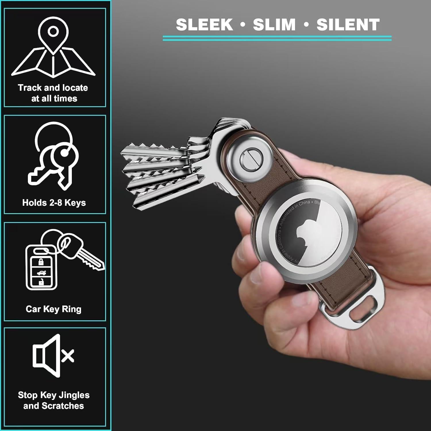 Soporte Compacto para Llaves Loovike - Organizador de Cuero para Airtag