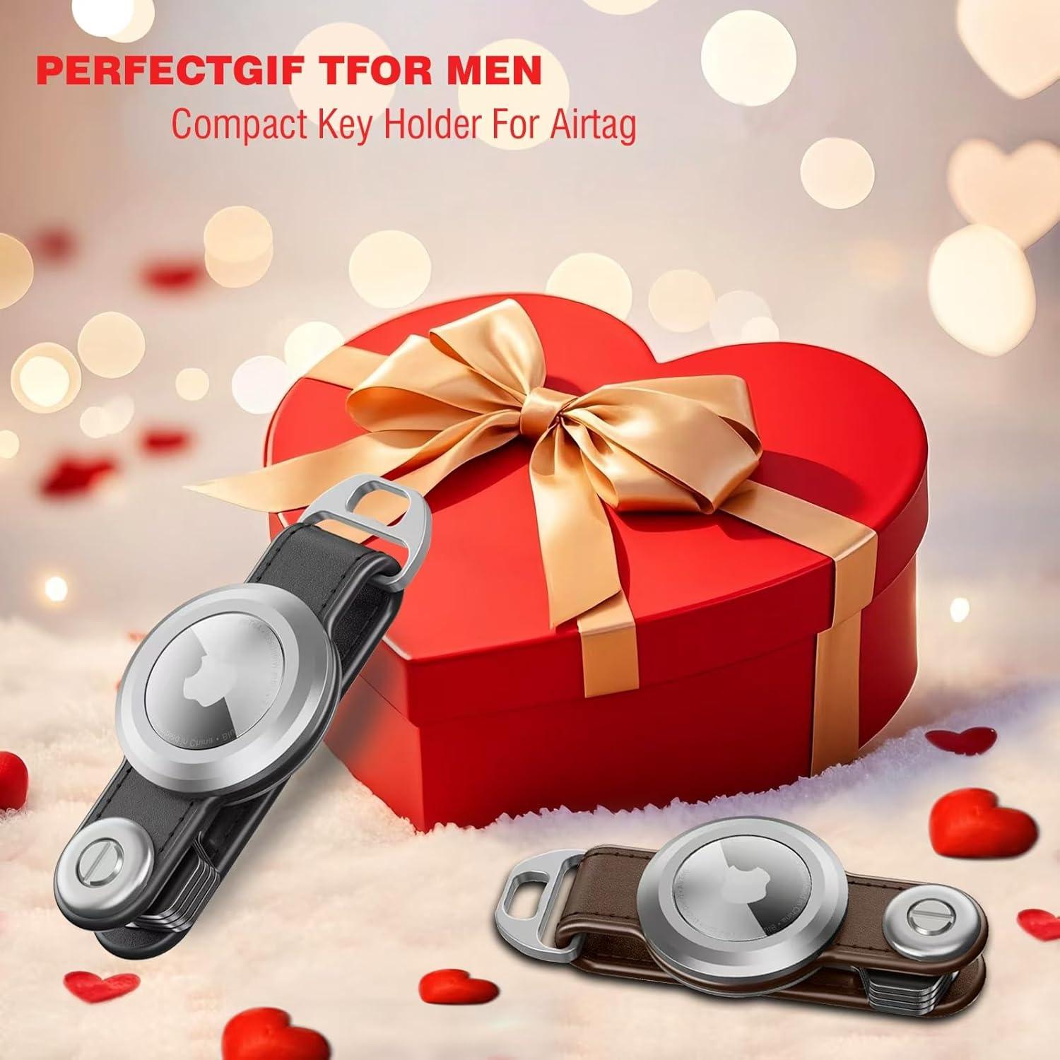 Soporte Compacto para Llaves Loovike - Organizador de Cuero para Airtag