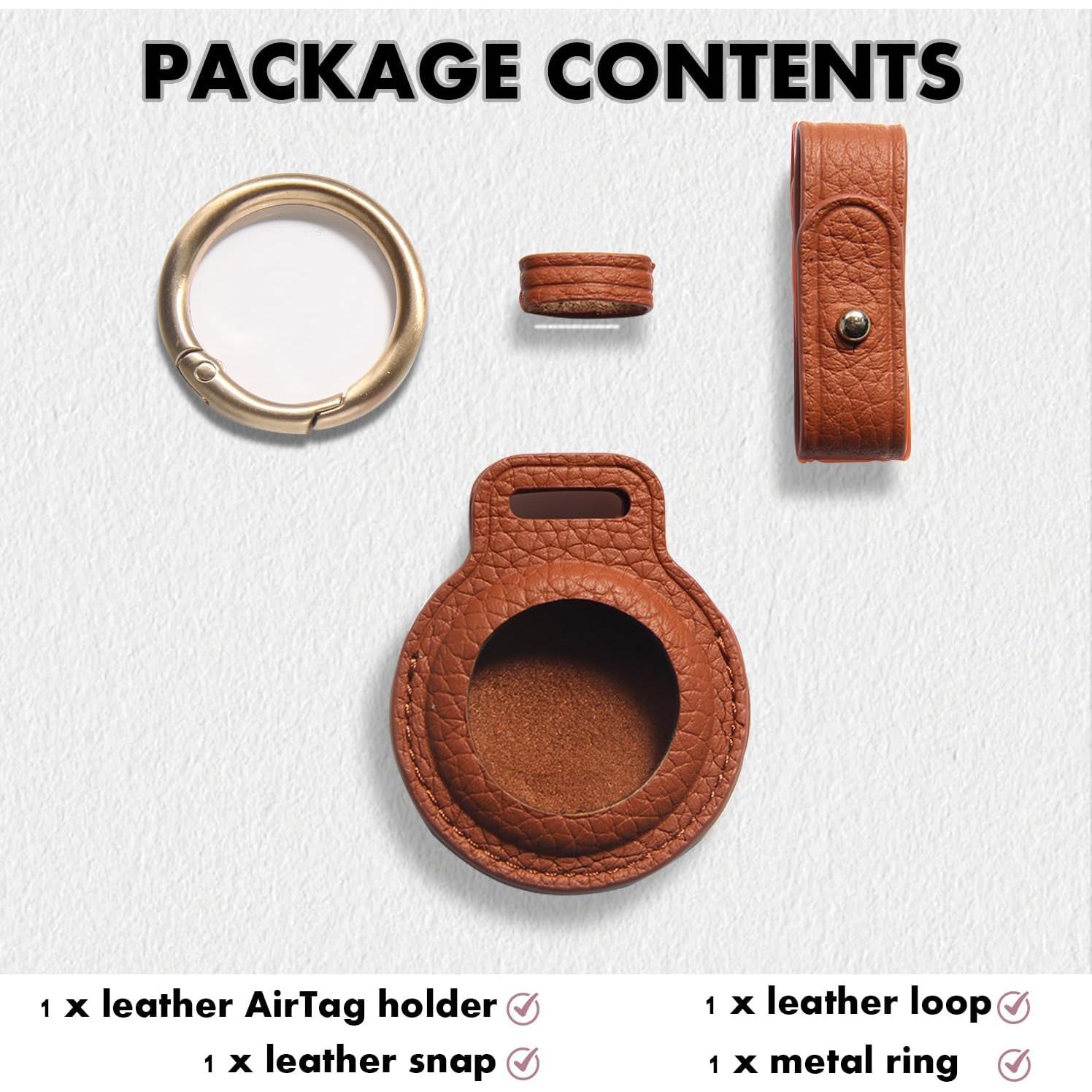 Soporte de cuero para Air Tag XGUO con llavero desmontable