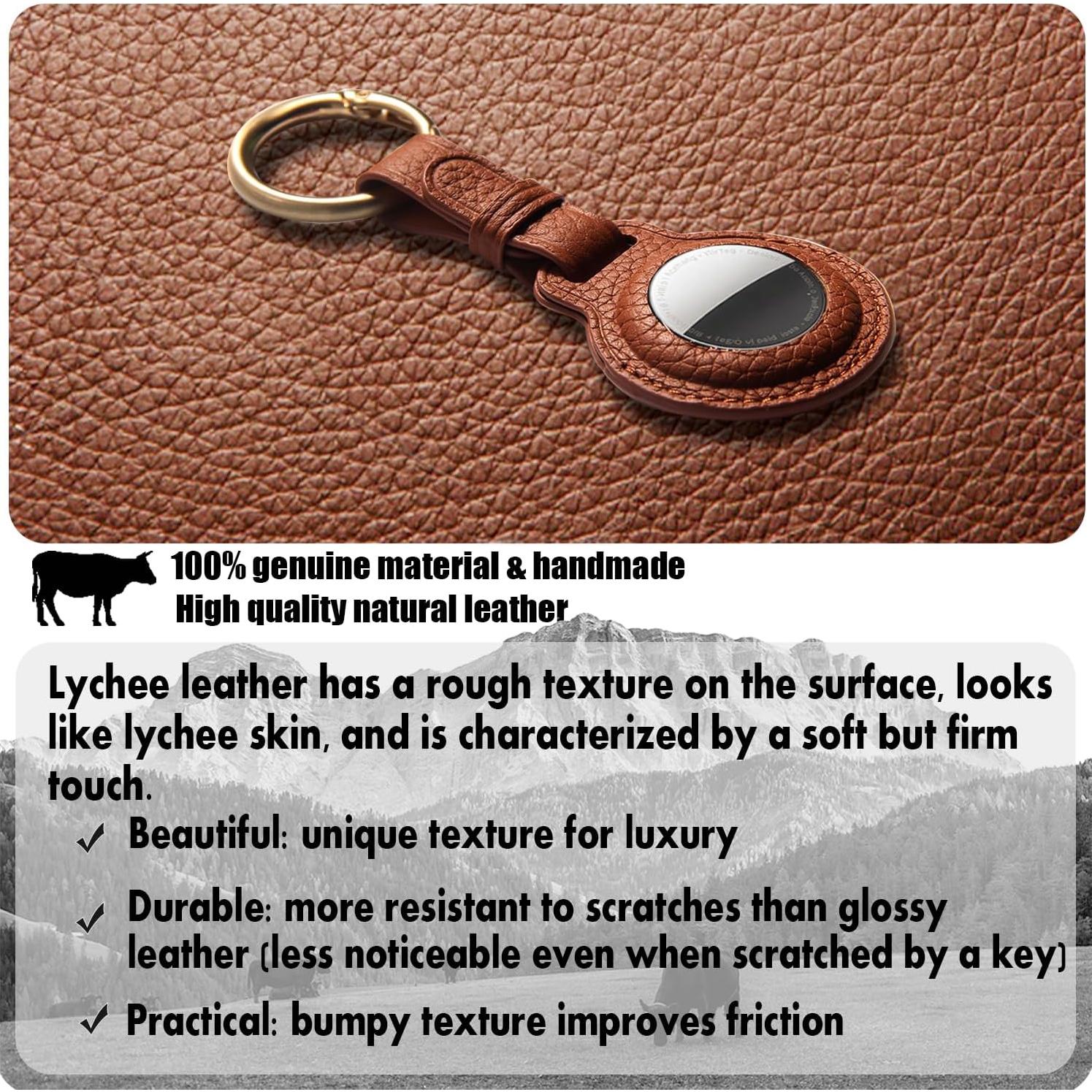 Soporte de cuero para Air Tag XGUO con llavero desmontable