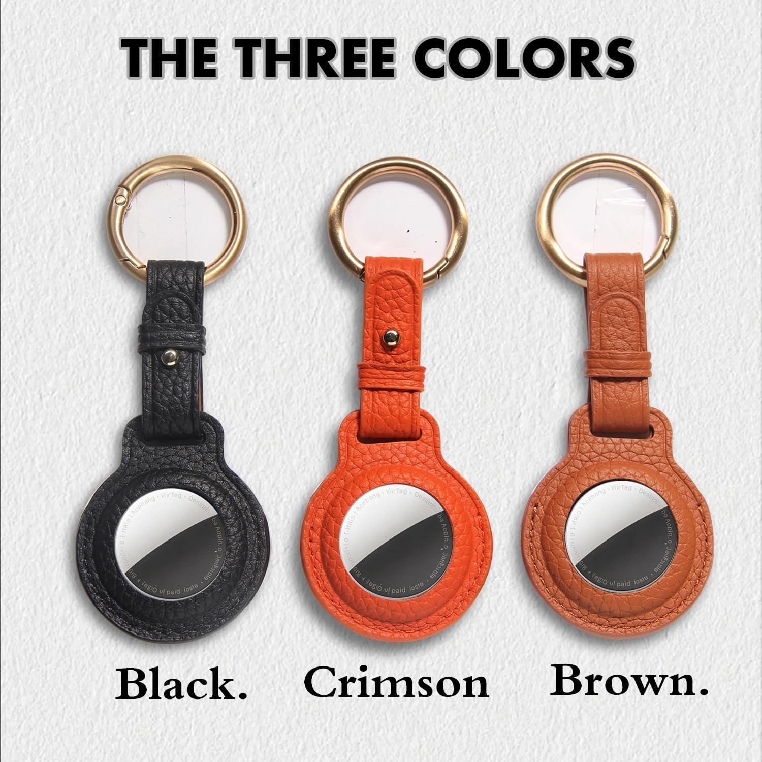 Soporte de cuero para Air Tag XGUO con llavero desmontable