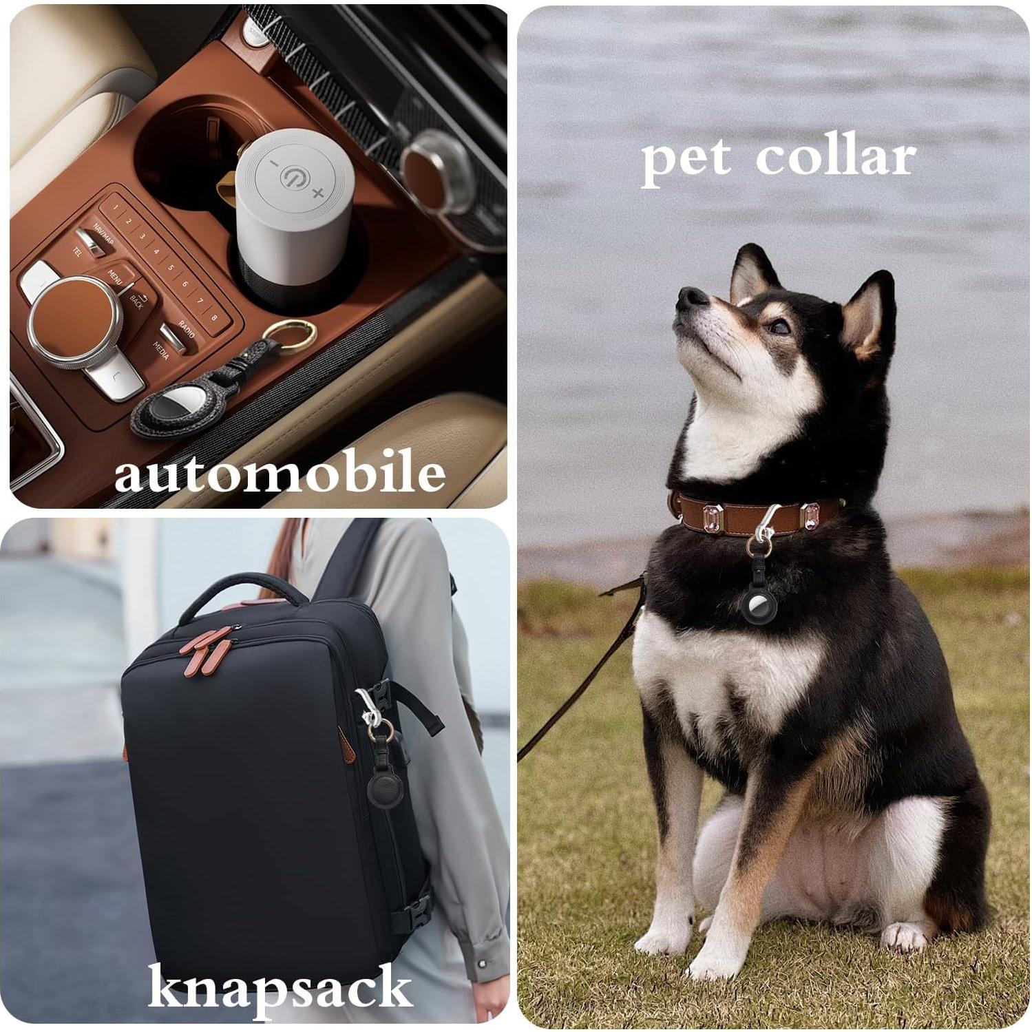 Soporte de cuero para Air Tag XGUO - Funda protectora con llavero