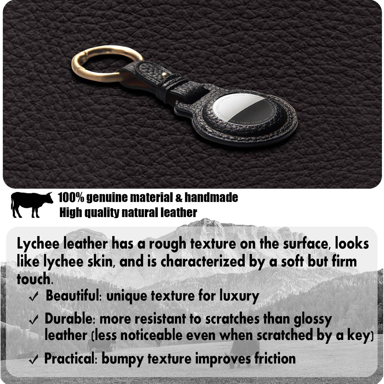 Soporte de cuero para Air Tag XGUO - Funda protectora con llavero