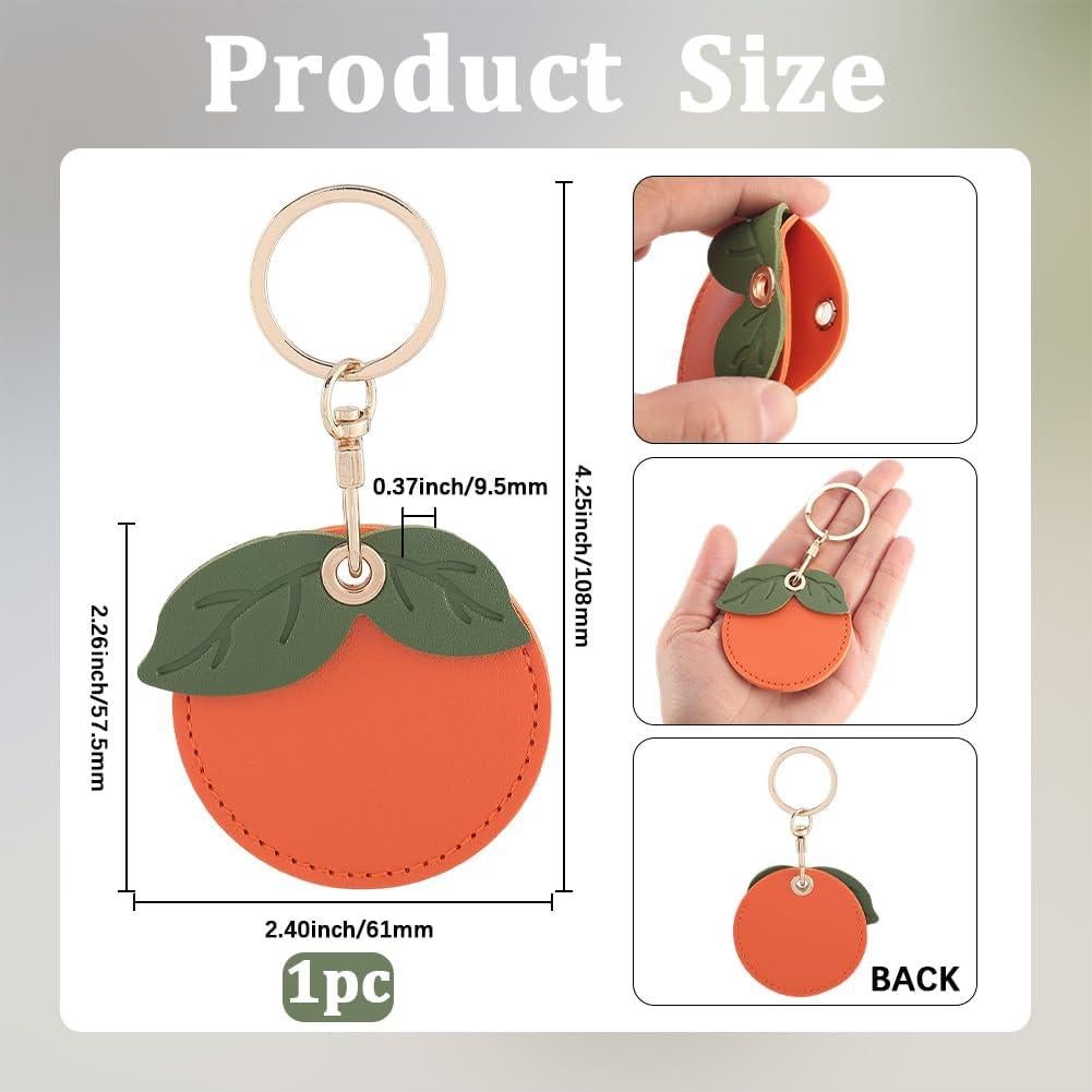 Llavero Fruta Naranja SOFPLATE con Funda AirTag de Cuero PU