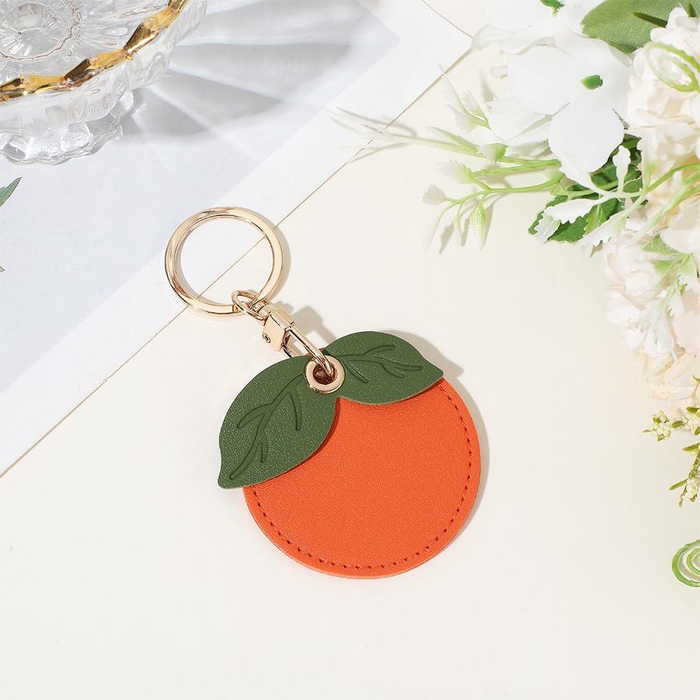 Llavero Fruta Naranja SOFPLATE con Funda AirTag de Cuero PU