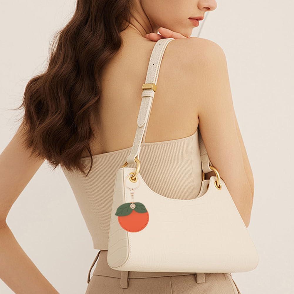 Llavero Fruta Naranja SOFPLATE con Funda AirTag de Cuero PU