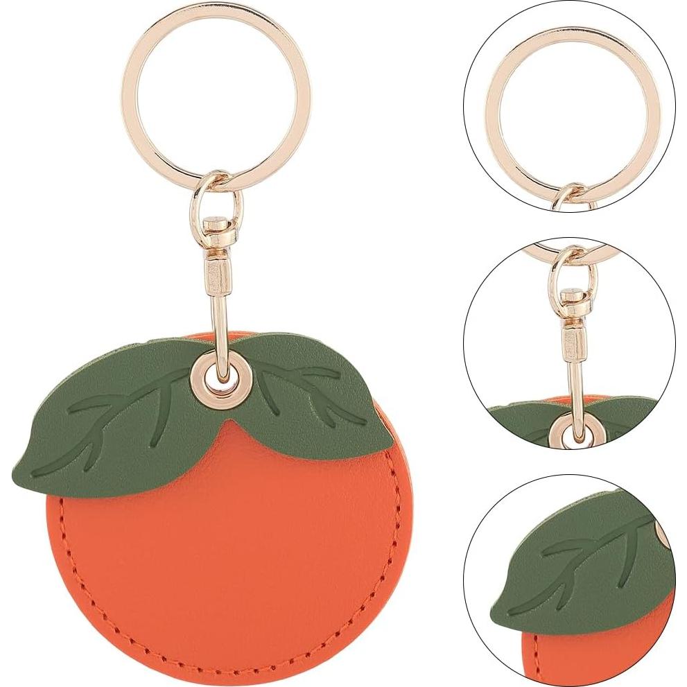 Llavero Fruta Naranja SOFPLATE con Funda AirTag de Cuero PU