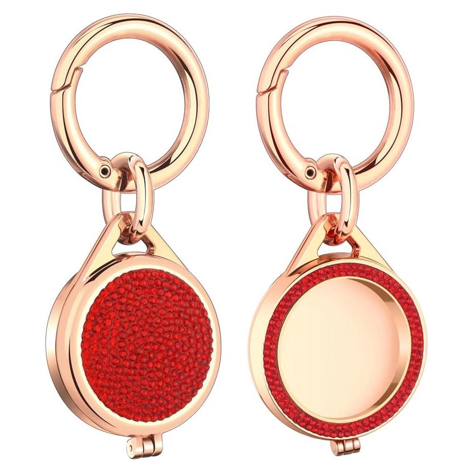 Funda Brillante para AirTag ywdbq con Llavero Rojo-Oro Rosa