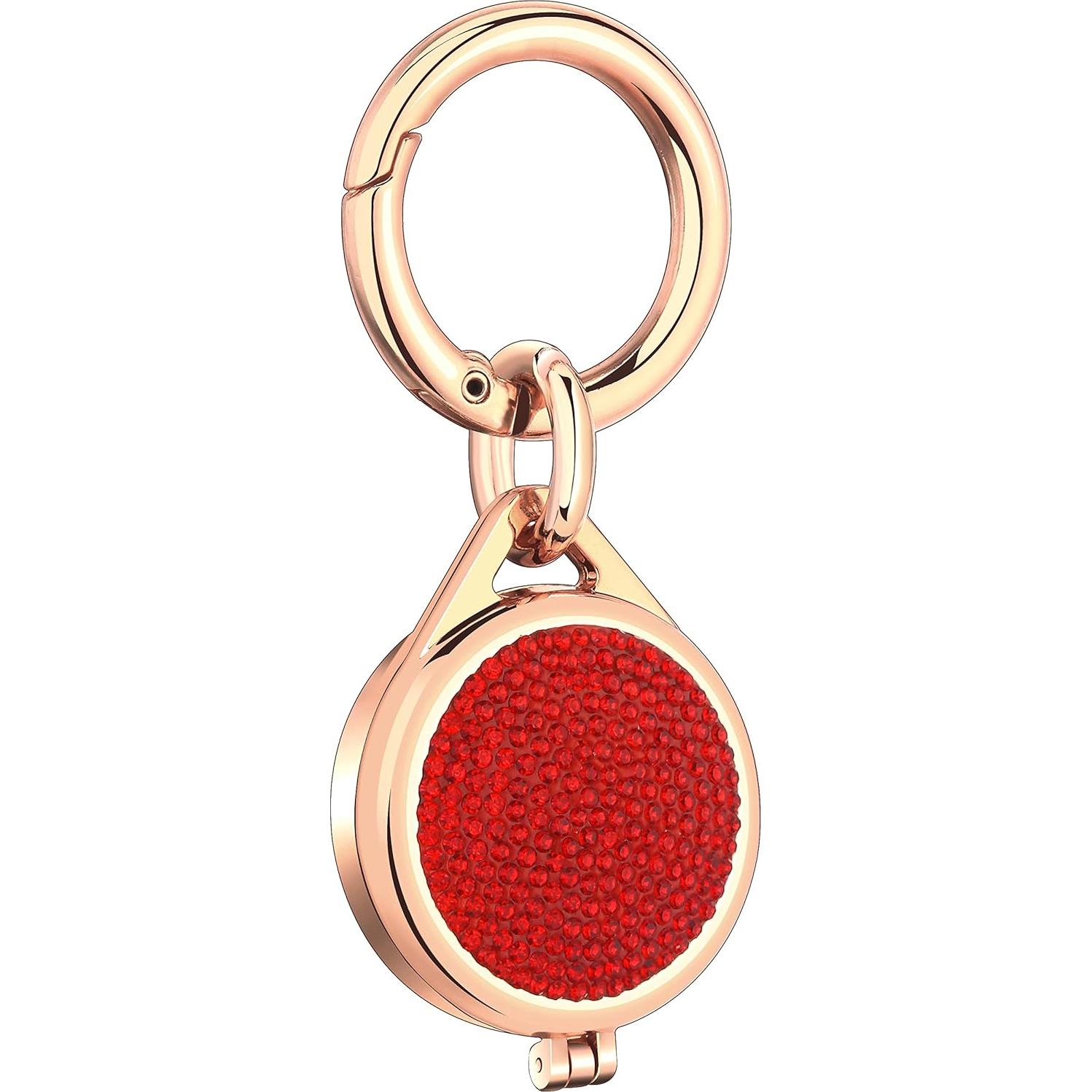 Funda Brillante para AirTag ywdbq con Llavero Rojo-Oro Rosa