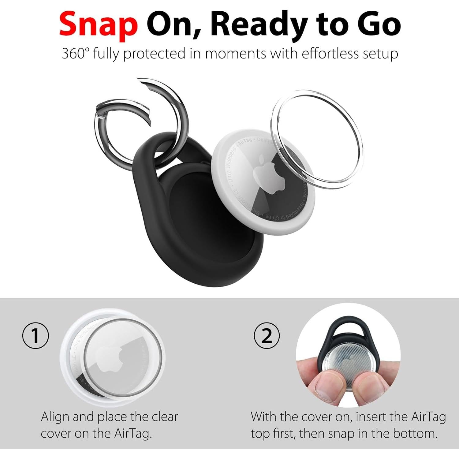 Paquete de 4 fundas impermeables para Apple AirTag - Negro, Marino, Gris, Blanco