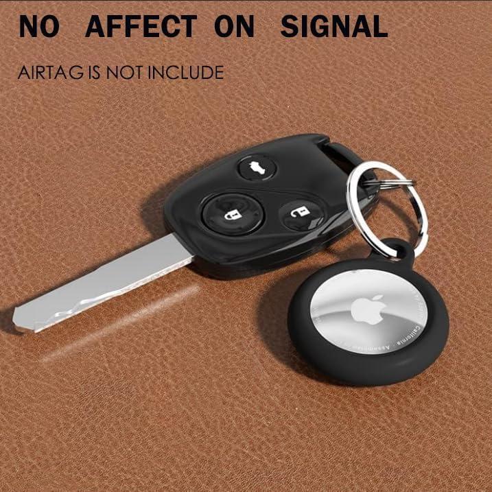 for AirTag Holder with Key Ring - Durable，Scratch-Resistant Case，Hard PC Half Package Protective，PC for Airtag Keychain with Apple for Airtag for Pets，Keys,Bags，Children，Luggage & More(Black)