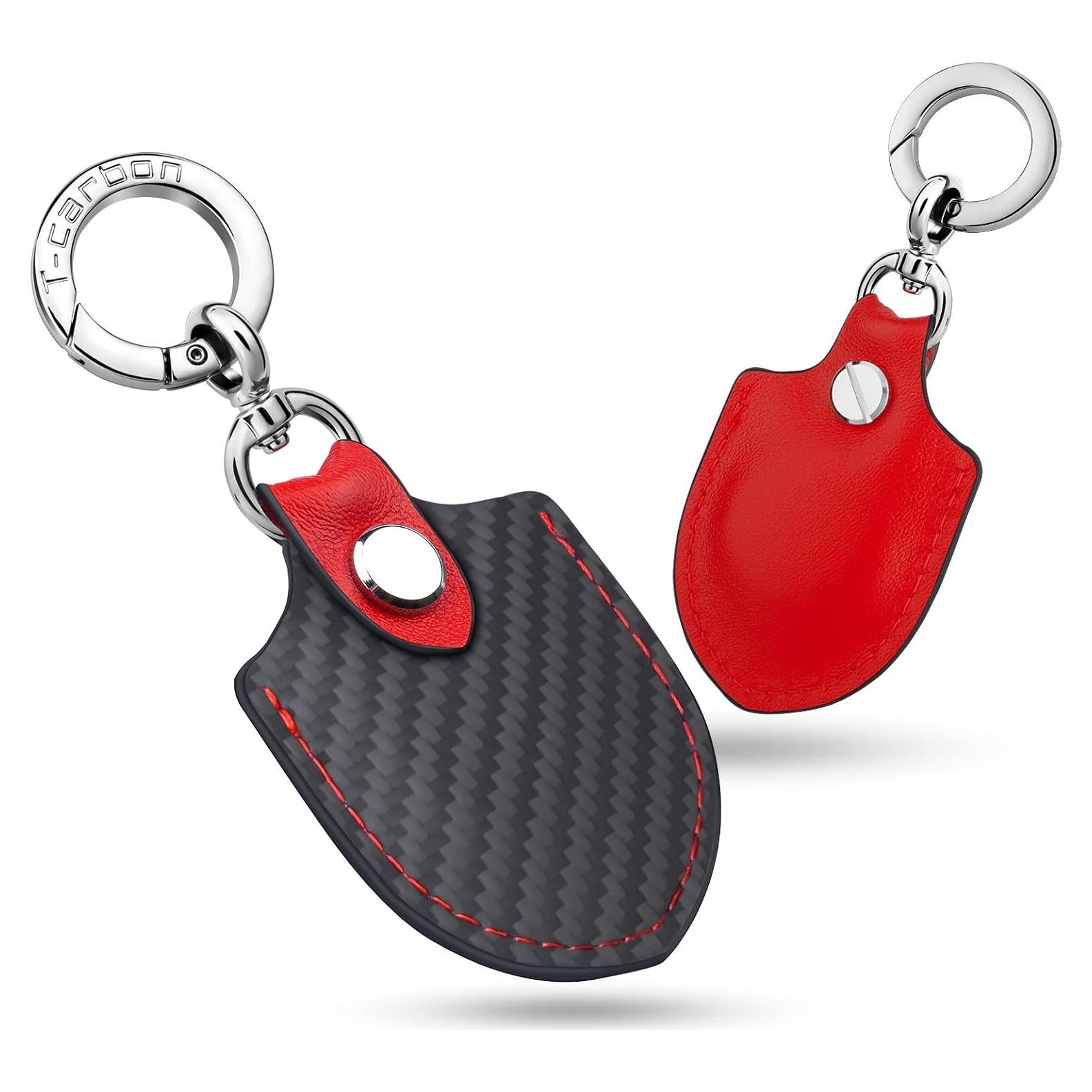 Soporte T-carbon para Airtag de cuero y fibra de carbono