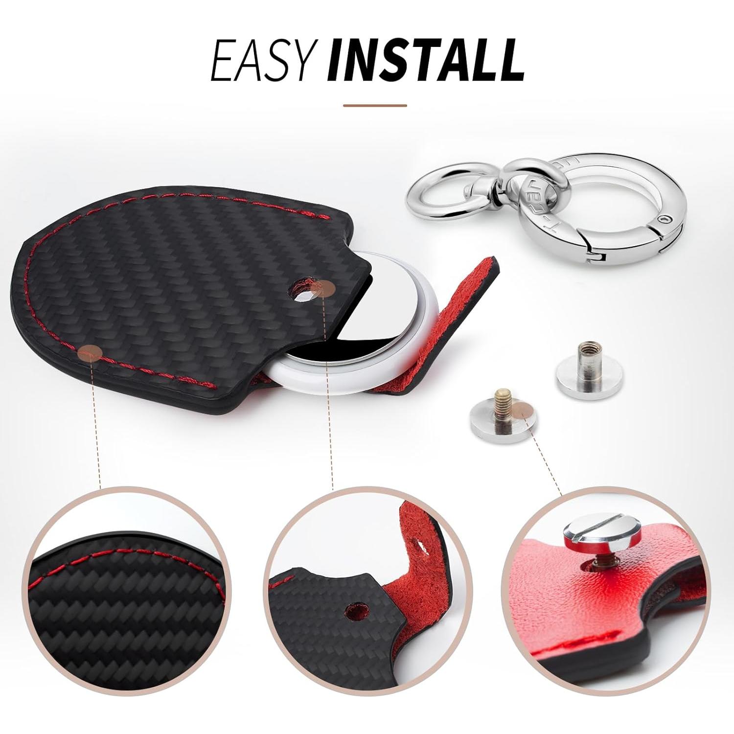 Soporte T-carbon para Airtag de cuero y fibra de carbono