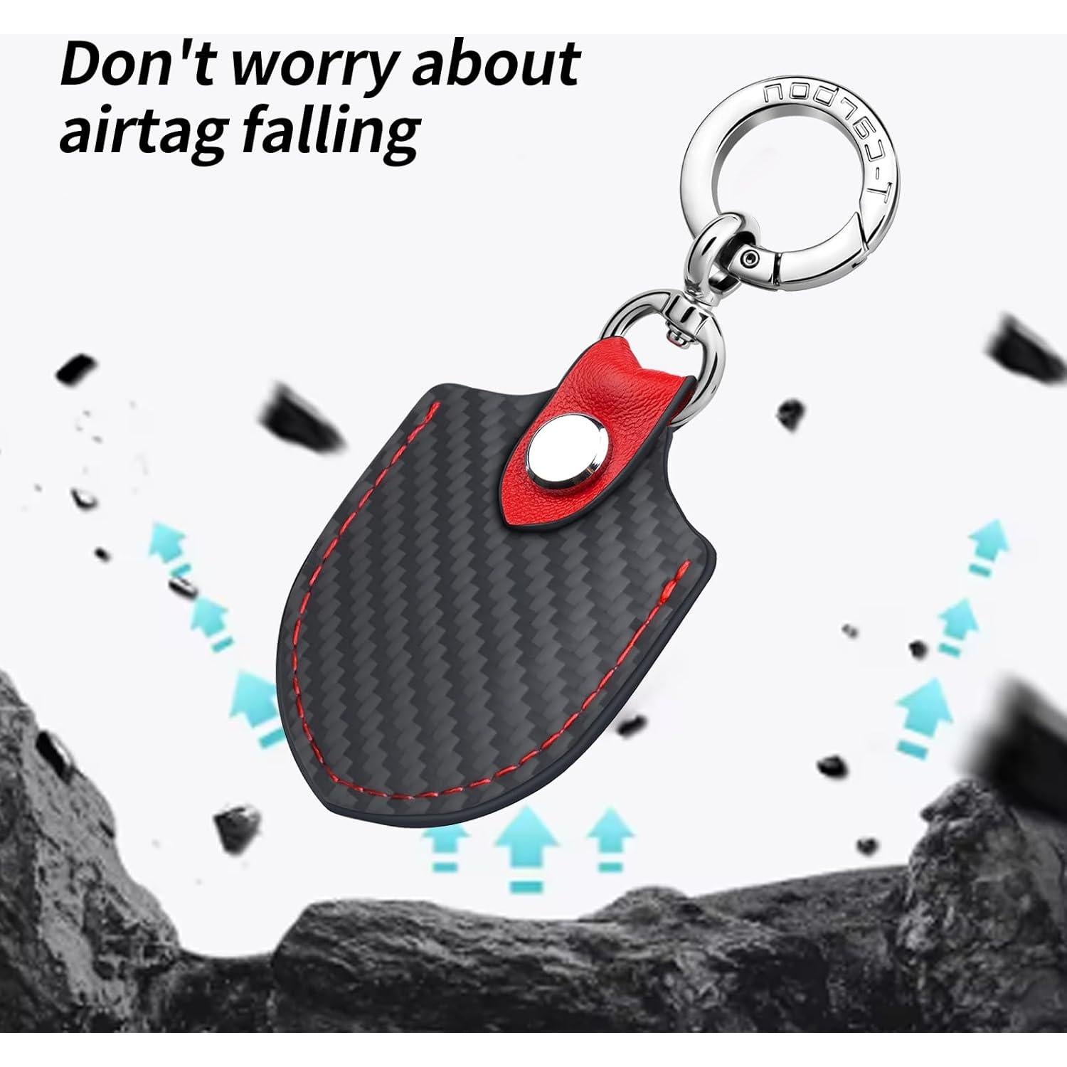 Soporte T-carbon para Airtag de cuero y fibra de carbono