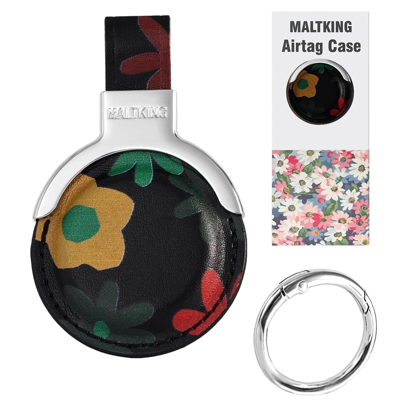 Llavero de Cuero Genuino MALTKING para Apple Airtag Negro