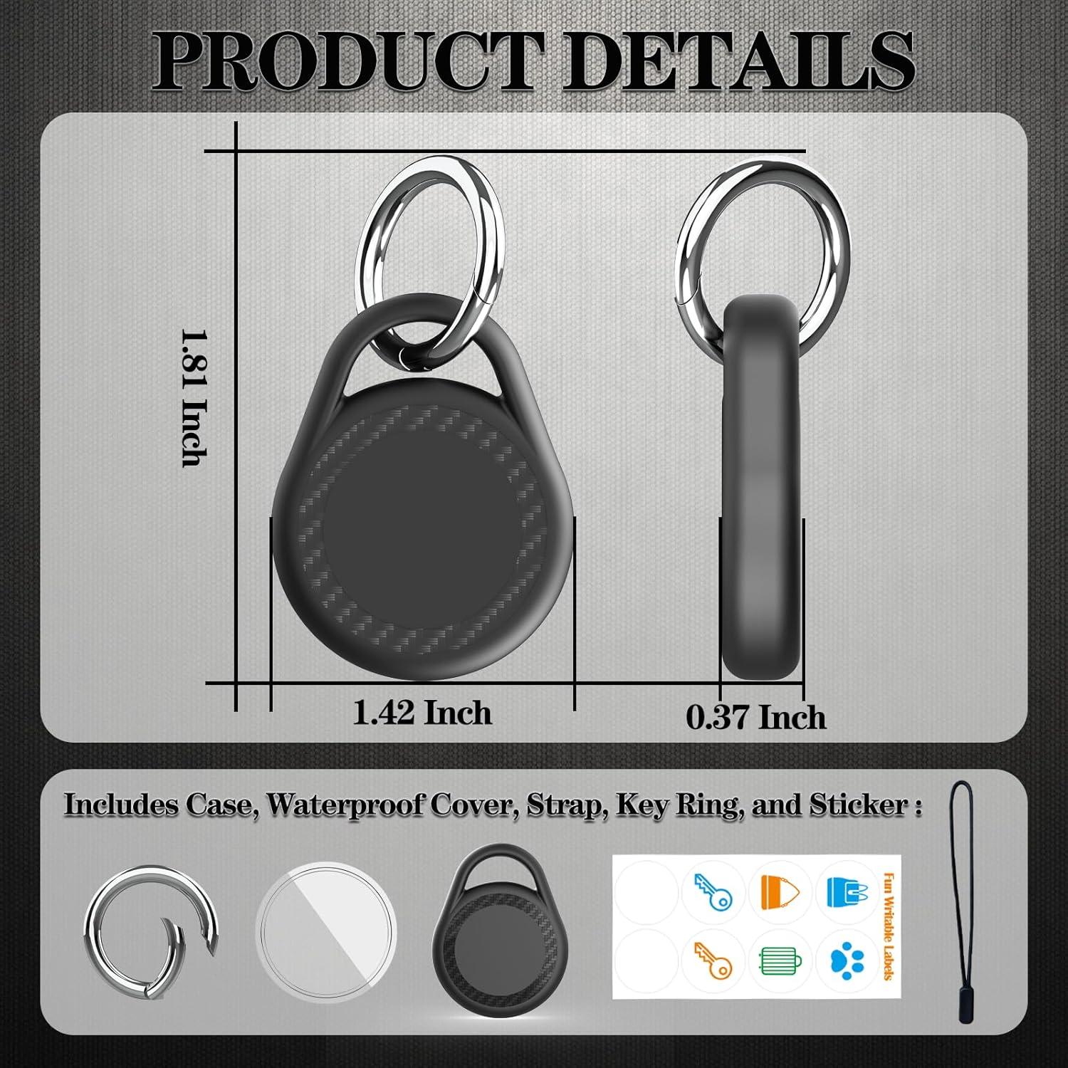 Paquete de 2 llaveros impermeables Mwdzfq para AirTag - Negro