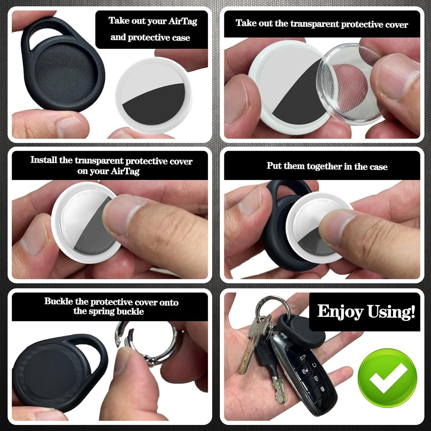 Paquete de 2 llaveros impermeables Mwdzfq para AirTag - Negro