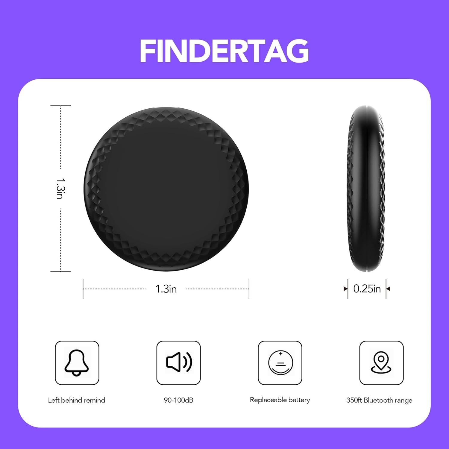 FinderTag Rastreador de Artículos Bluetooth Negro - Batería CR2032