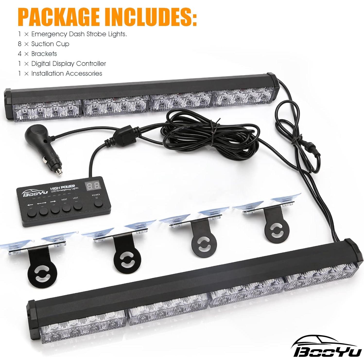 Barra de Luz LED de Emergencia BooYu 32 LEDs 64W Ámbar/Blanco